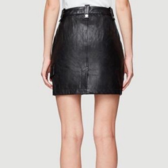 FRAME Black Lamb Leather Skirt with Zipper Detail - Picture 3 of 16